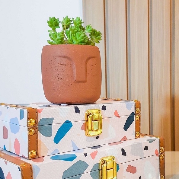 Cachepot de Face Terracota em Cimento | Shopee Brasil