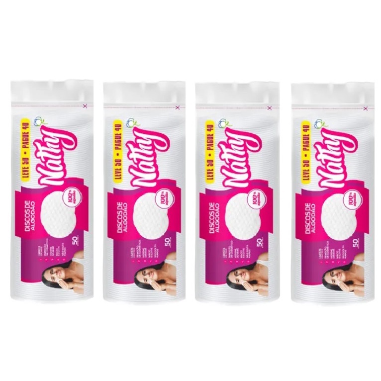 Kit 4 Algodão Disco Nathy Limpeza, Maquiagem, Estética 200un
