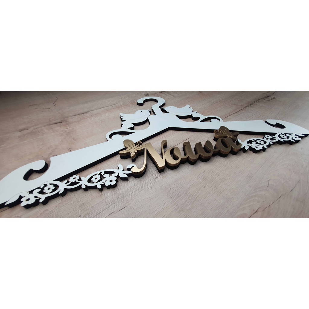 Cabide Vestido De Noiva Decoração Em Mdf  Dourado Lindo Luxo