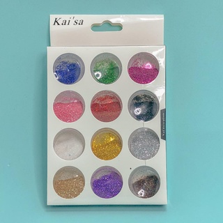 Kit 12 potinhos glitter kaisa brilho para unhas e decoração