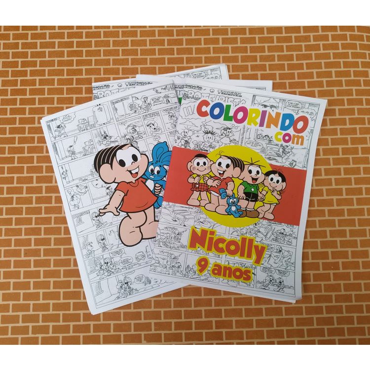 10 Kits de colorir - Livro de colorir + giz de cera - Turma da Mônica