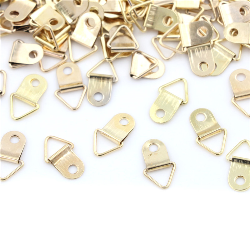 10/20/25/100pcs Mini Triângulo Dourado Pintura A Óleo Espelho Moldura Gancho Cabide 10x20mm Acessórios Para Móveis