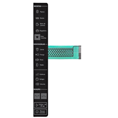MEMBRANA TECLADO PARA MICROONDAS BRASTEMP BMS 45 CR ESPELHADA