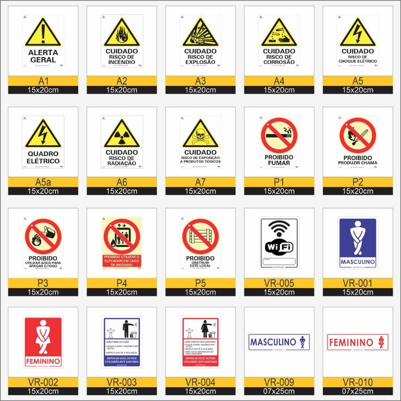 kit 32 Placas de Sinalização Fotoluminescente