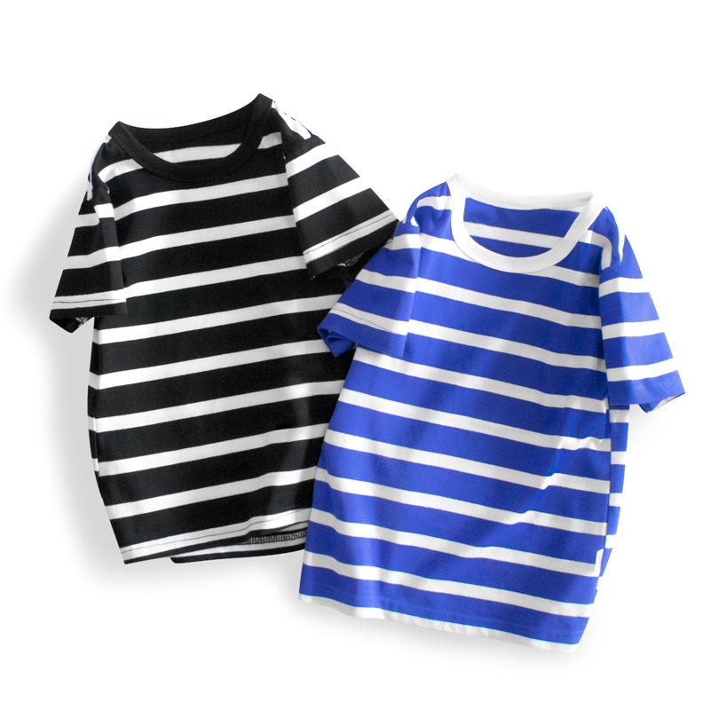 Meninos Camiseta Roupas Infantis Listrado De Manga Curta Bebê Criança Topos Baju
