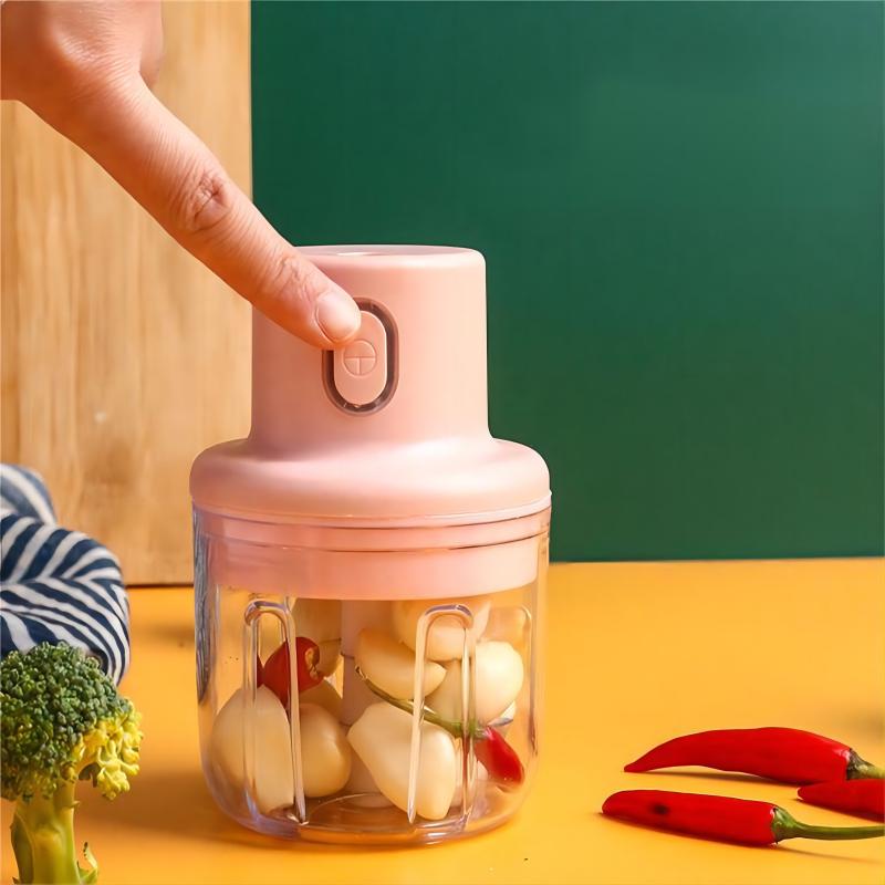 Mini Processador de Alimentos Elétrico Portátil com 3 lâminas Recarregável USB 250ml