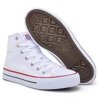 Botinha All Star Cano Alto Chuck Taylor Vulcanizado Unissex Branco Lona