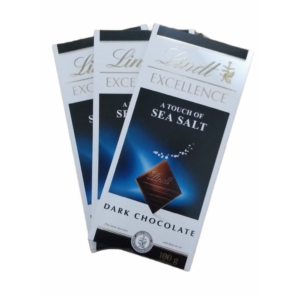 Lindt chocolate premium Excellence Sea Salt Dark kit com 03 barras 100gr  Suiço - super promoção! | Shopee Brasil