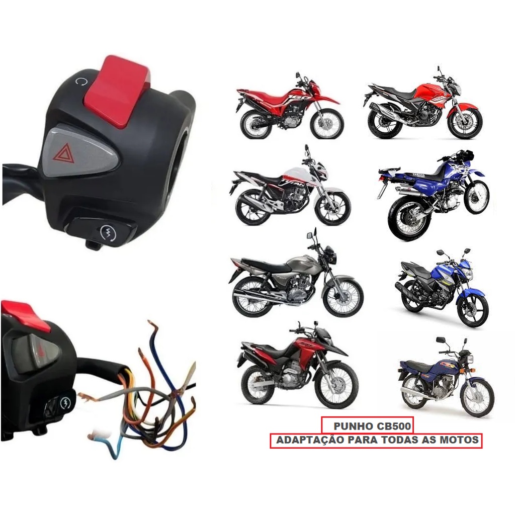 Punho Partida Cb 500x Titan 125 150 Xre 190 Bros 160 Xre Cb300 Start Universal S/ Plug 13954E