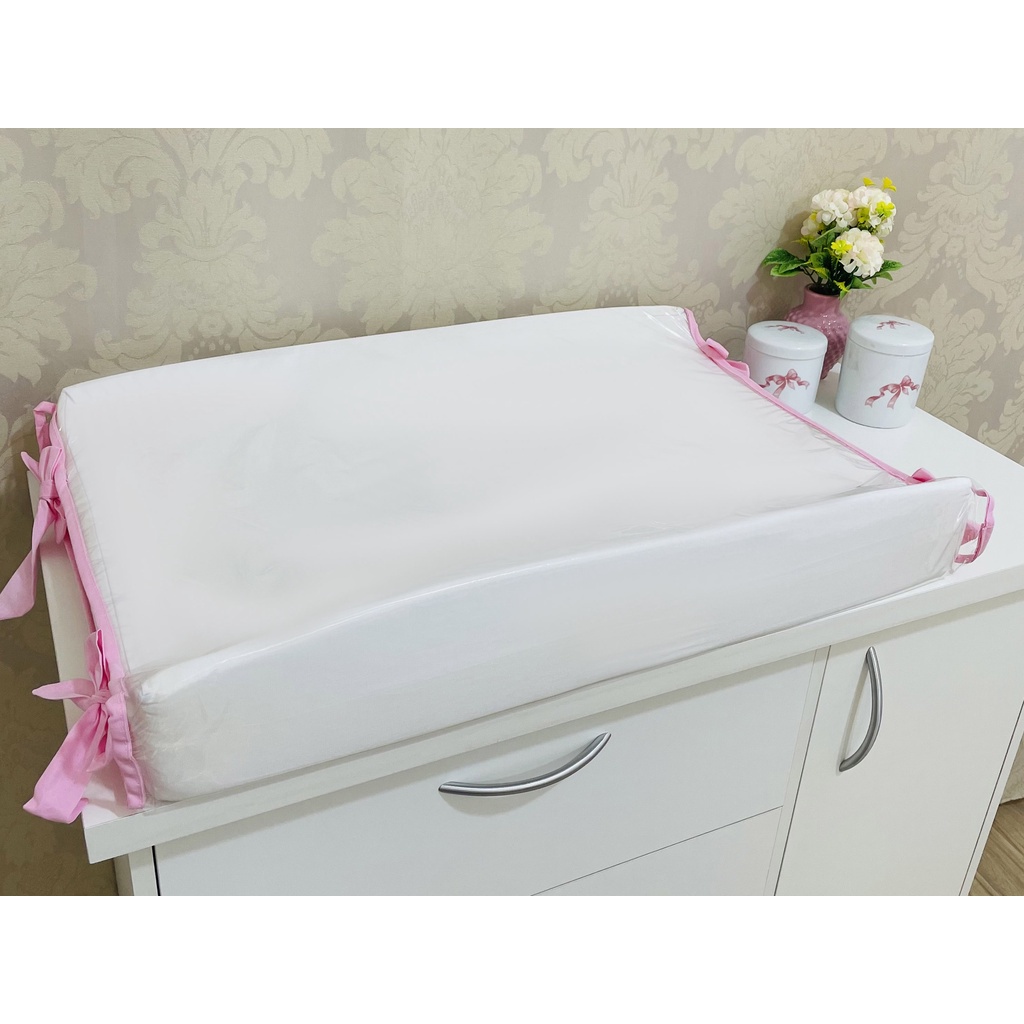 Trocador de Fraldas Americano Branco/ Palha Anatômico Bebe Enxovais em Oferta na Shopee