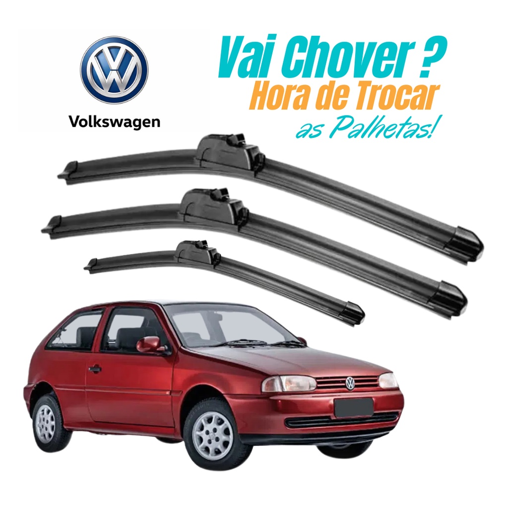 Kit de 3 Palhetas para Limpador de Parabrisa Dianteiro + traseiro para Vw Gol Bola G2 1995 á 1999 em Oferta na Shopee
