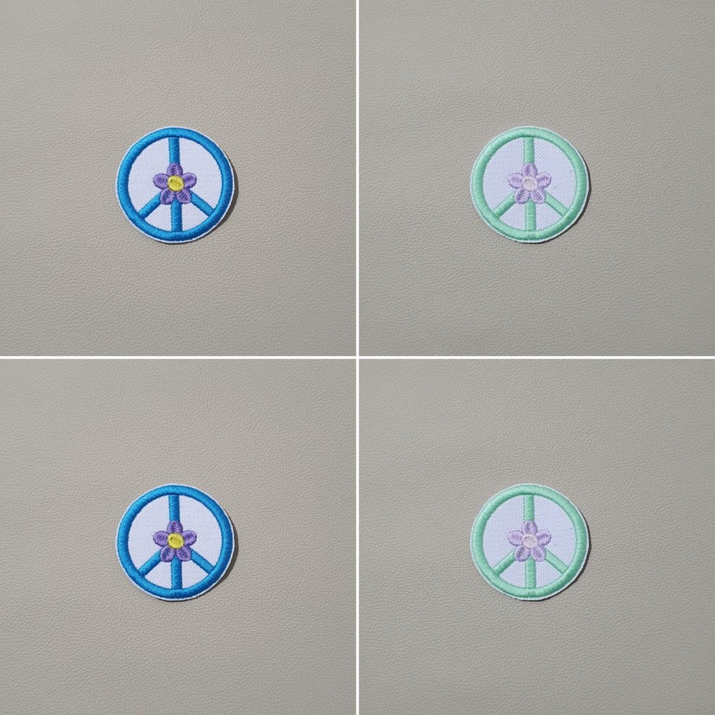 Símbolo Paz e Amor com Flor - Patch Aplique Bordado