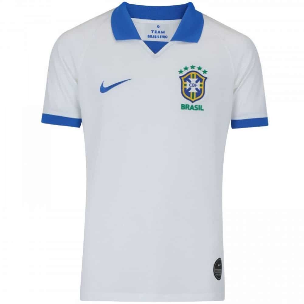 Uniforme Camisa Seleção Brasileira Branco C/ Azul Pólo Tamanhos G e GG ...
