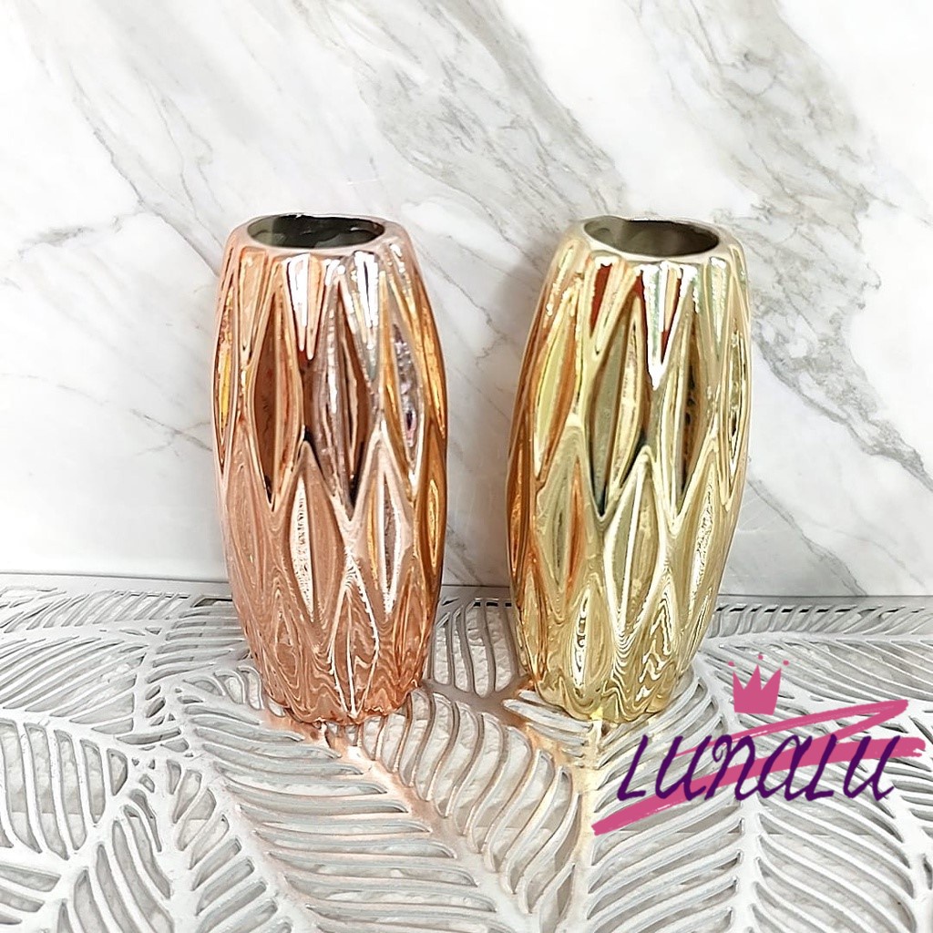 Mini Vaso Decorativo de Ceramica Metalizado Enfeite Dourado, Rose ou Prata - VA1