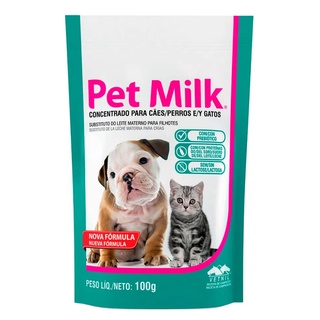 Pet Milk 100g Substitui Leite Gatos Cães Filhotes C/ Dosador
