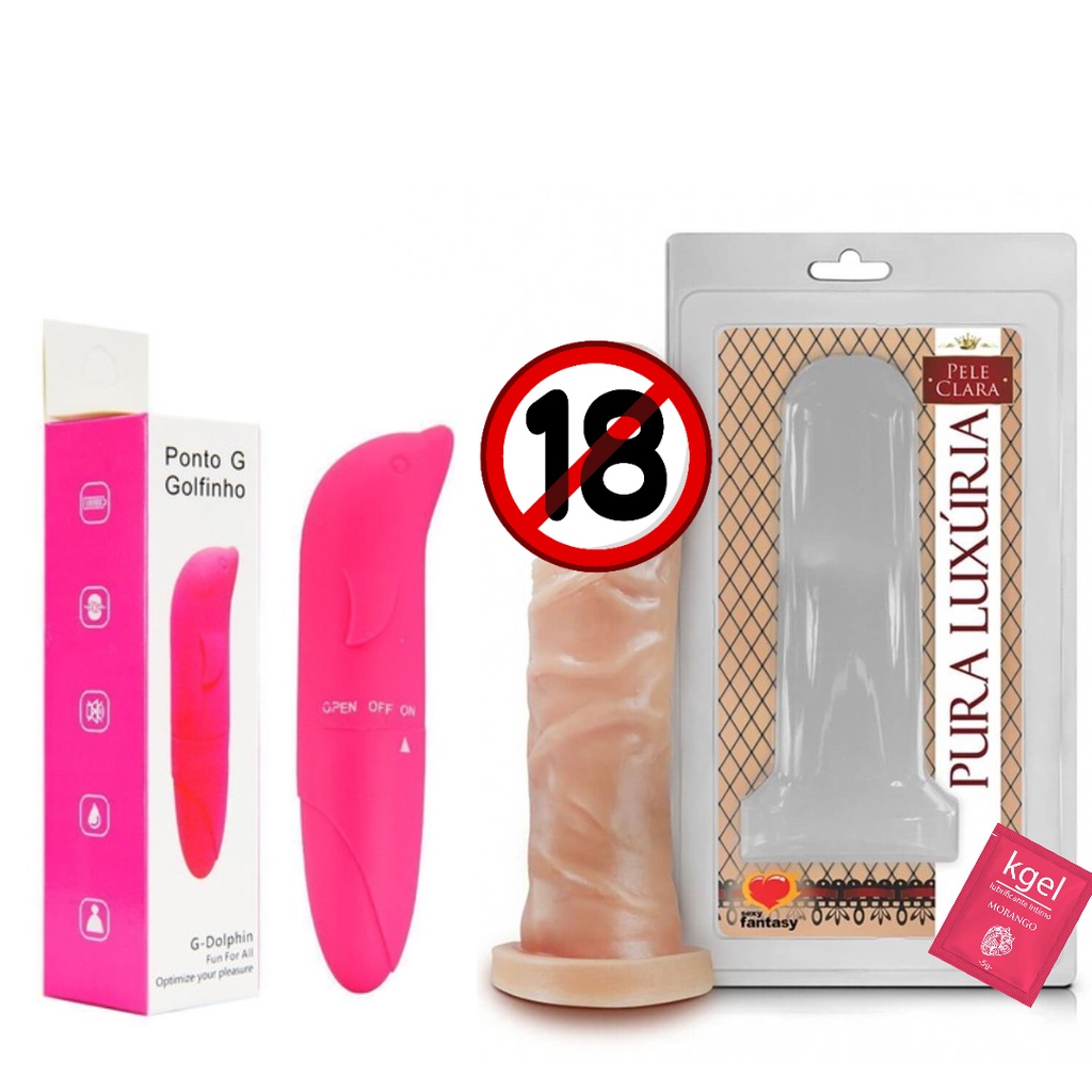 Kit Vibrador golfinho vibrador pontog Feminino 12x3 Cm Pinto de borracha  11x3,1 Cm Consolo sex shop - Escorrega o Preço