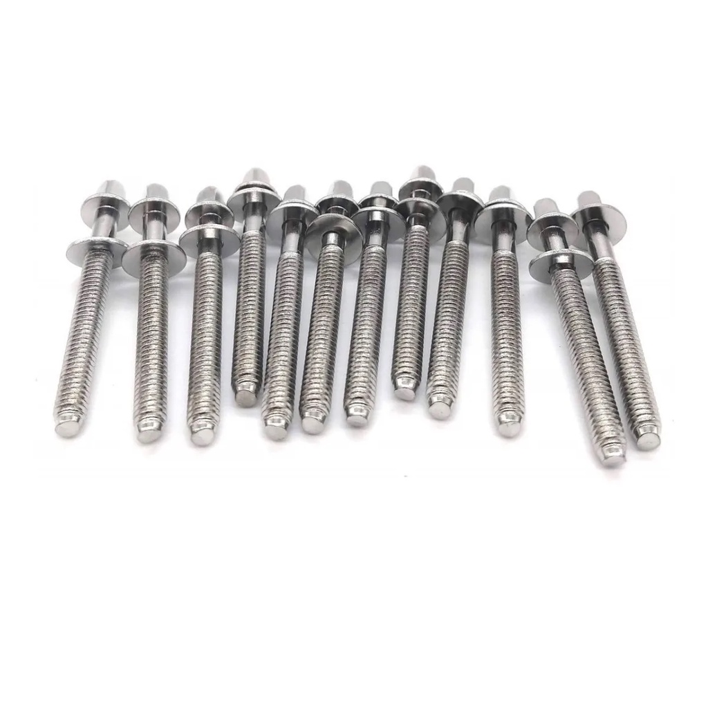 kit Com 16 Parafuso de afinação Para Tom Surdo De Bateria Cromado Padrão Pearl