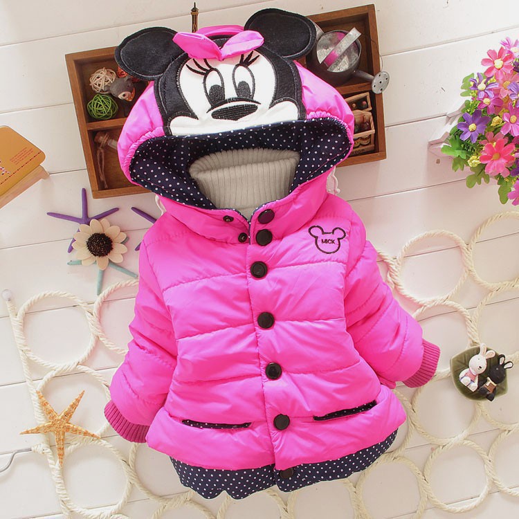 Outono Inverno Minnie Meninas Jaquetas De Algodão Bonito Manter Quente Crianças Jaqueta Com Capuz Casaco Casuais Roupa em Oferta na Shopee
