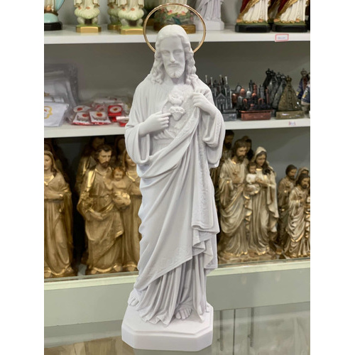 Sagrado Coração De Jesus 31cm Pó De Mármore C/ Auréola em Oferta na Shopee