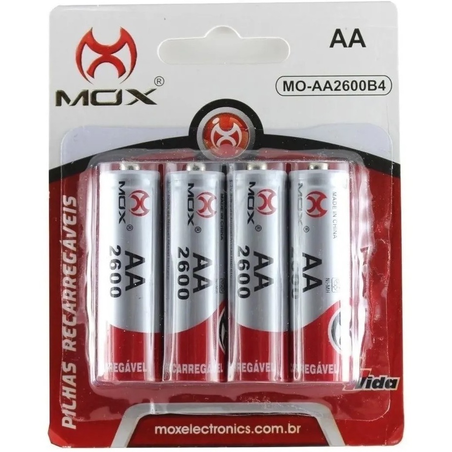 Kit 4 Super Pilha Recarregável Aa 1.2v 2600mah Ni-mh