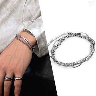 Pulseira Masculina Corrente Aço Inoxidável Corrente Dupla Ajustável em Oferta na Shopee