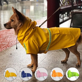 Capa de chuva para cães médio e grande, capa de chuva para animais de estimação com tira reflexiva, capa de chuva com capuz para cães à prova de chuva em Oferta na Shopee