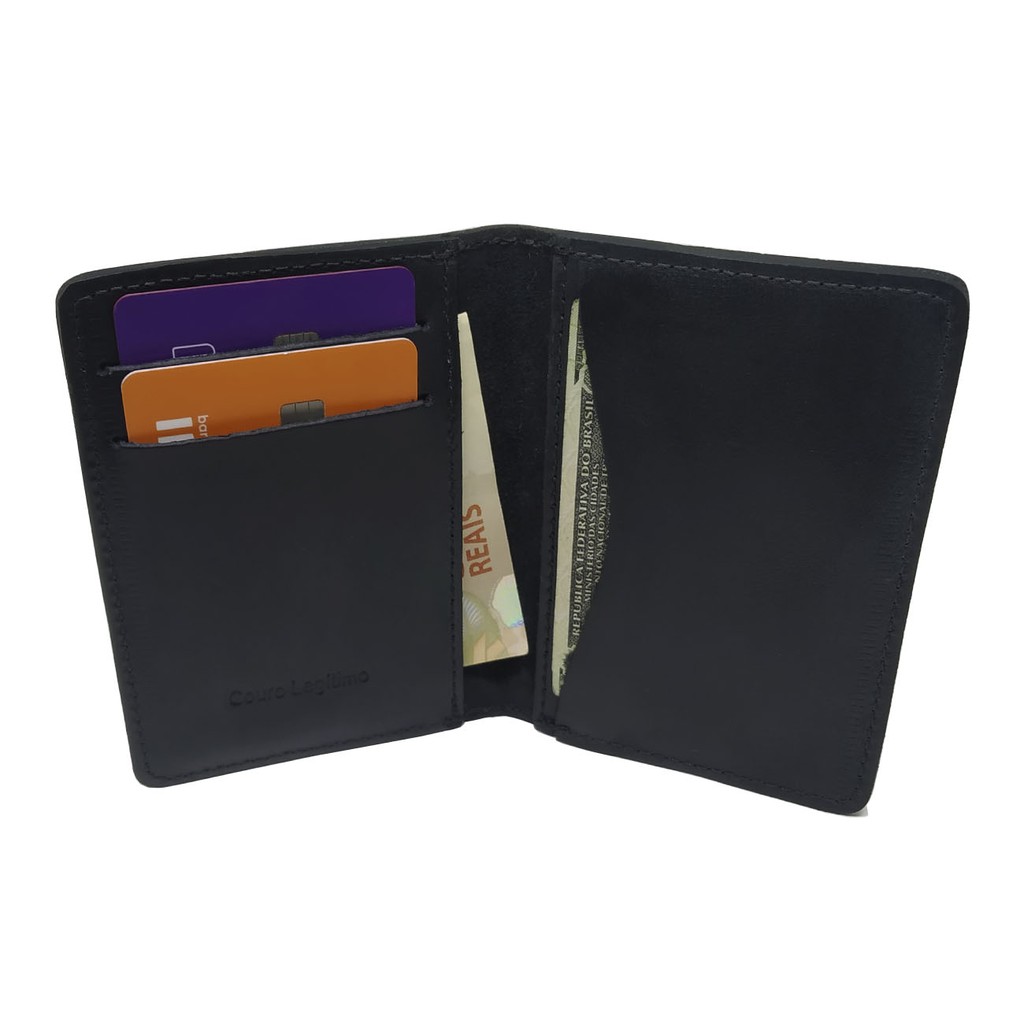 Carteira Masculina Porta Cartão Pequena Documento Couro Legitimo