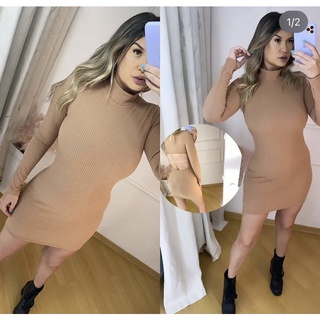 Vestido moda gringa gola alta Costa nua Shopee Brasil