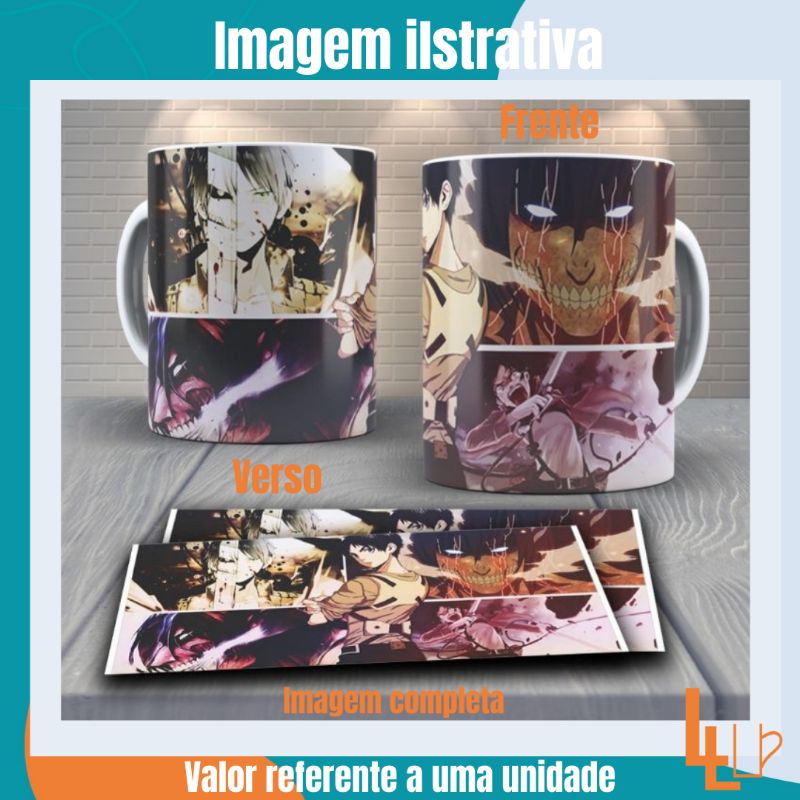 Caneca/Xícara Personalizada Porcelana/Cerâmica/Plástico do Anime/Mangá Shingeki No kyojin/Attack on Titan