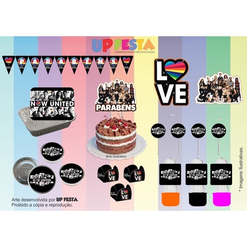 Kit Festa Bolinho Pronta Entrega Lembrancinha 120pçs 20 pessoas - Now United
