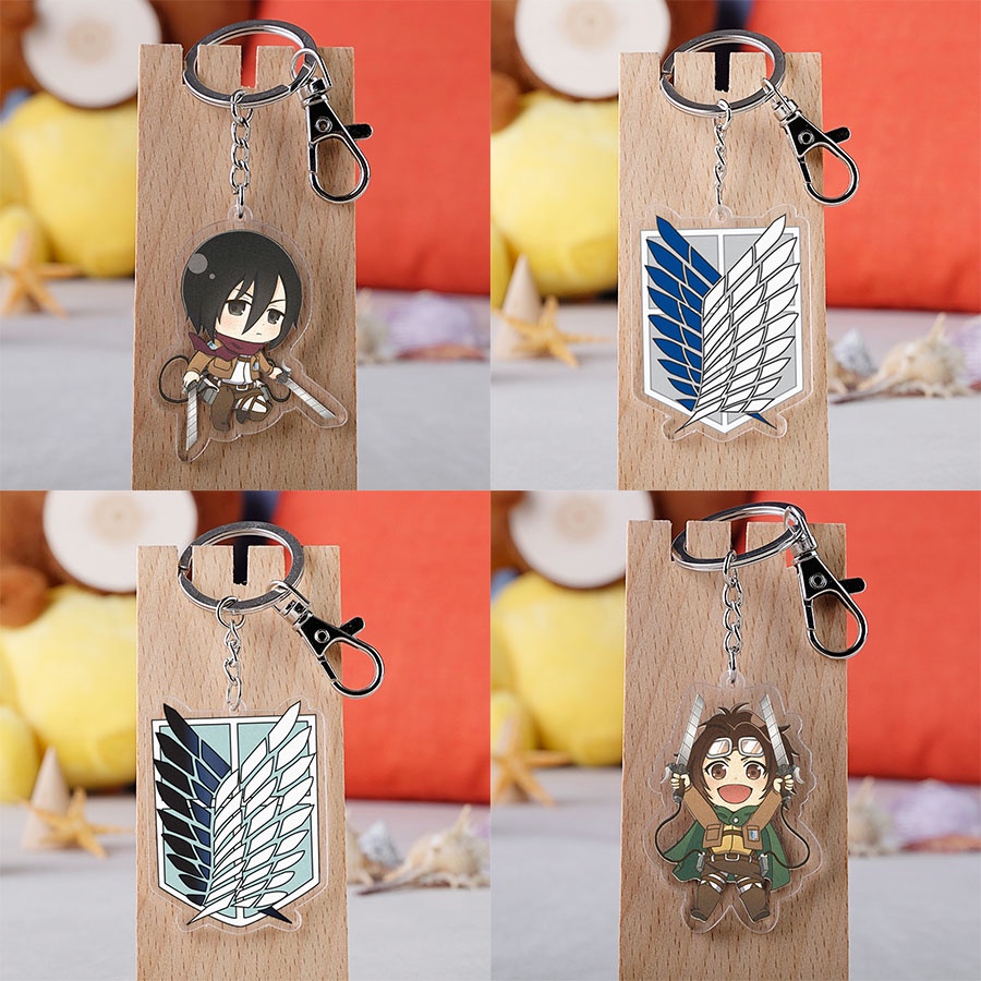 Chaveiro Com Pingente Anime Attack on Titan Wings of Freedom Investiga Mikasa Eren