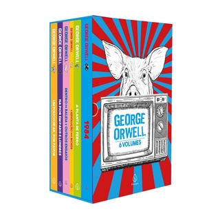 Box George Orwell com 6 livros, pôster e marcador de página