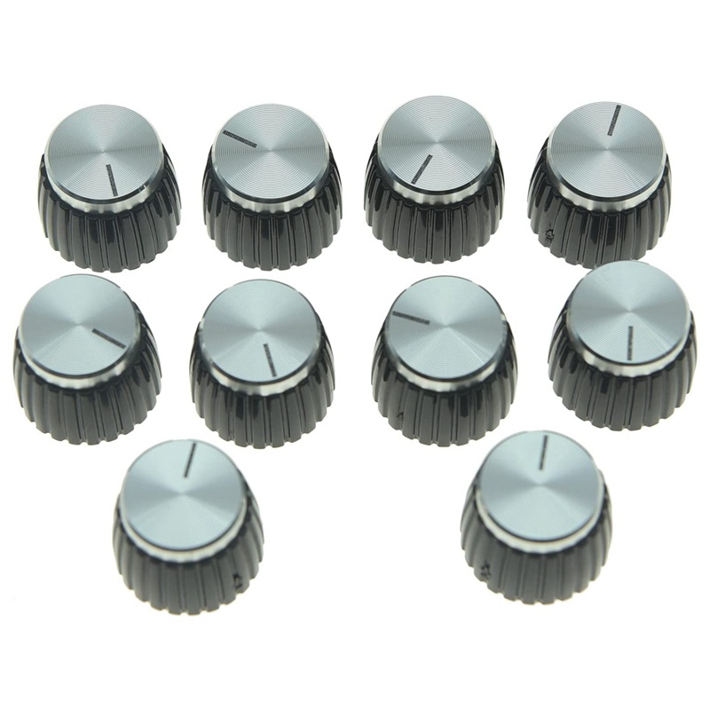 Dopro 10pcs Guitar AMP Amplifier Push on fit Knobs Black with Black Cap Top Fits 6mm diameter Pots Marshall Amplifiers 
