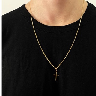 Correntinha Masculina Cordão Grumet 60cm 1,5mm + Cruz Palito Banhado Ouro18k Promoção