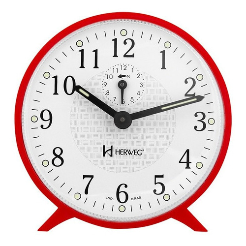 Relógio Despertador A Cordas Antigo Vermelho Herweg 2220