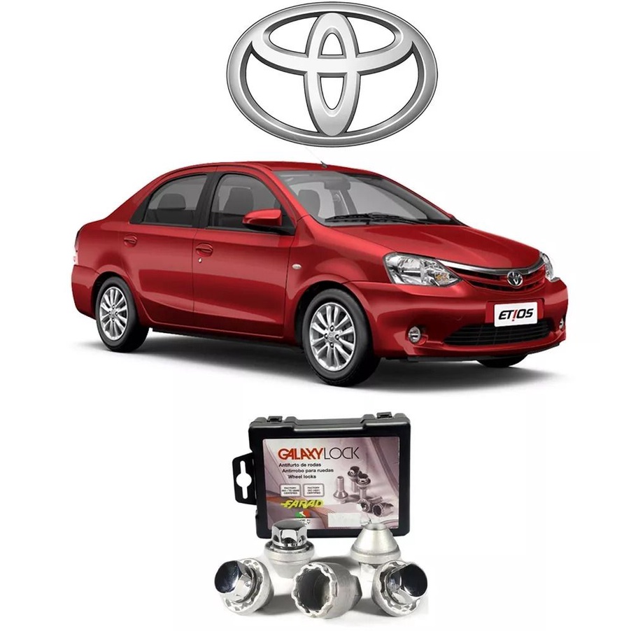 Trava Antifurto Anti Roubo de Roda Parafuso Porca Farad Galaxylock Toyota Etios