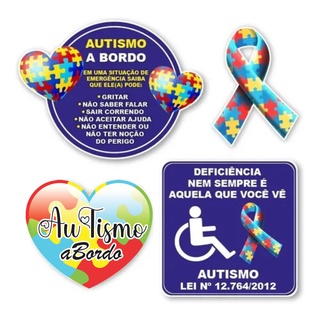 4 Adesivos Símbolo Autista Pcd Carro Autismo Deficiente