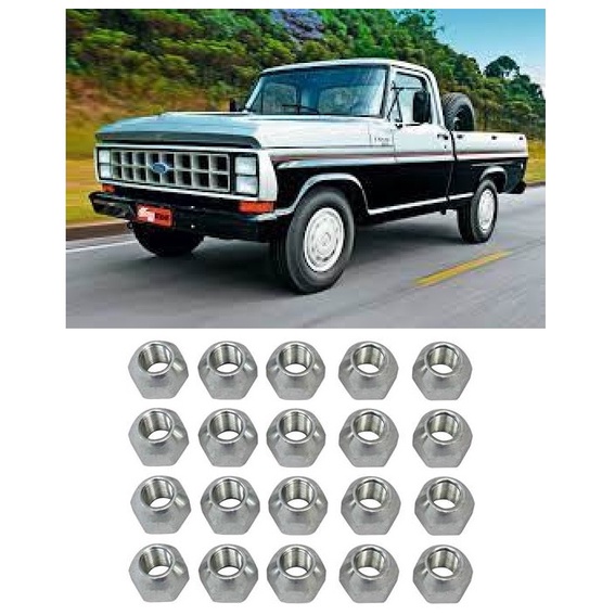 Jogo de porcas zincadas vazadas para Pick Up Ford F100 e F1000