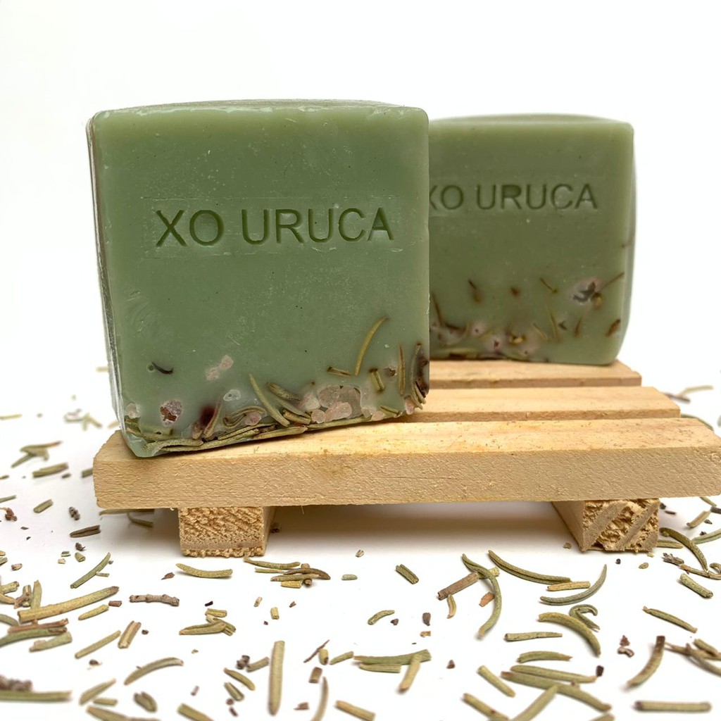 Mini sabonete natural XÔ URUCA - Hortelã Pimenta, alecrim, sal grosso e arruda - Peso min. 60gr