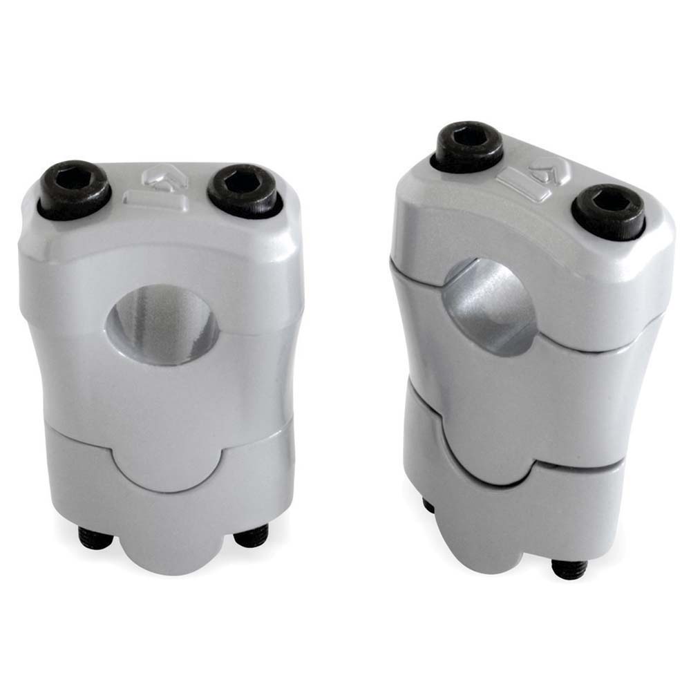 Adaptador alongador + Base cor Prata para guidão 22mm (22mmx60mm) BROS 150/ BROS 160/ NX 400 FALCON - Biker Acessórios
