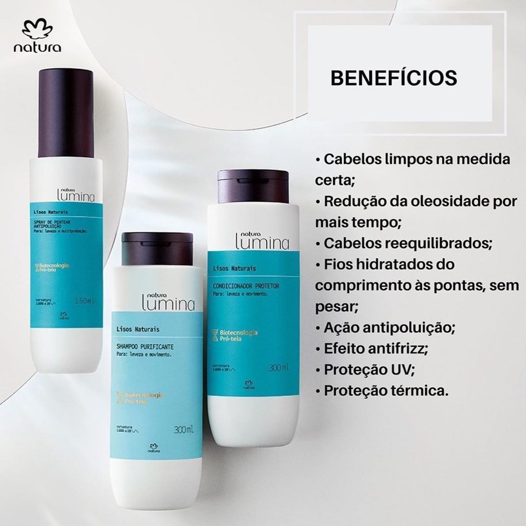Shampoo, Condicionador e Spray para Pentear Cabelos Lisos Natura Lumina |  Shopee Brasil