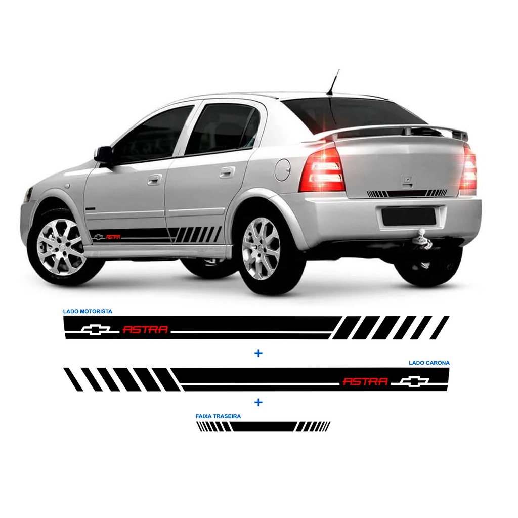 Faixa Lateral Astra Kit Completo 3 Peças Portas e Tamap Traseiro Adesivos Acessórios GM