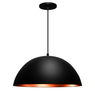 Lustre Pendente Meia Lua 40 CM (Preto Interior Cobre)
