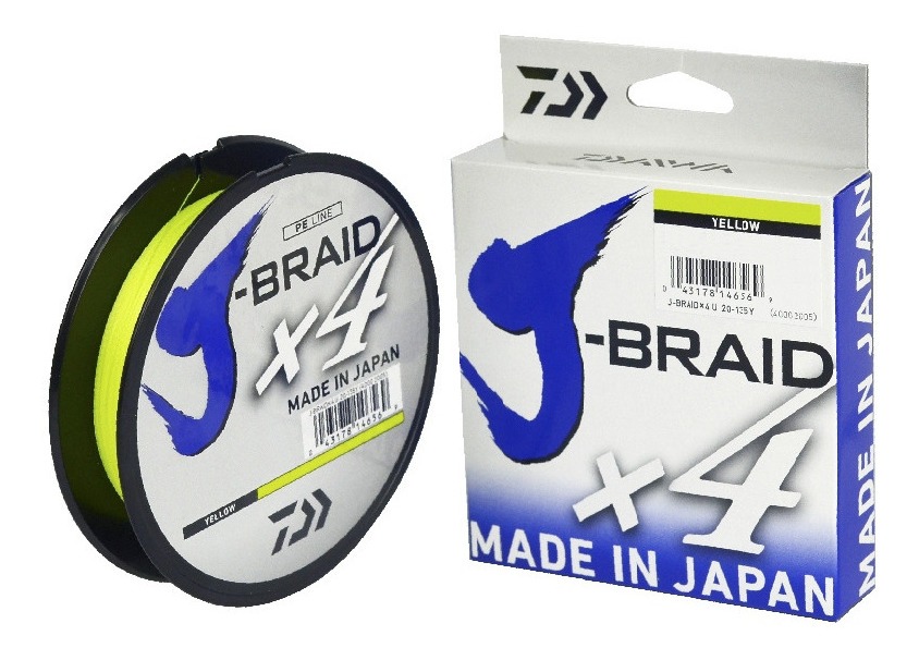 Linha Multifil. Daiwa J Braid X4 40lb 0,29mm 135m Amarela