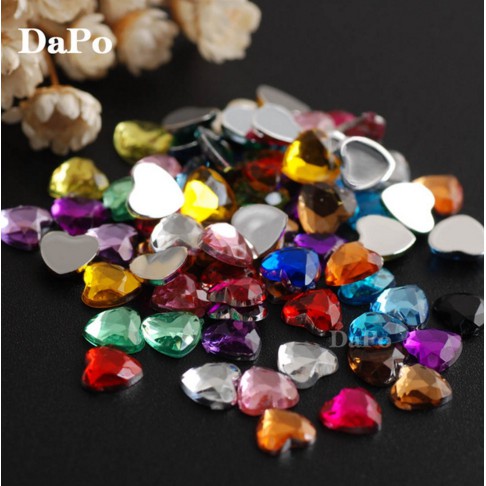 6mm 100Pcs Acrílico Coração Cristal Diamante 17 Cor Brilhante Acessórios De Unhas Beleza Distintiva Arte rhinestone DIY Decorativo