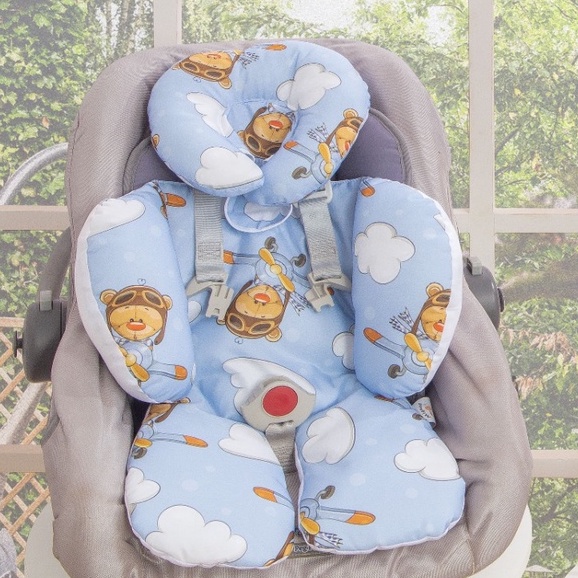 Apoio De Corpo Redutor De Bebe Conforto 2 Peças Urso Aviador