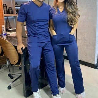 Scrub Feminino / Pijama Cirúrgico Calça Com Bolso Na Lateral + BORDADO NOME E PROFISSÃO INCLUSO (SOMENTE ESCRITA)