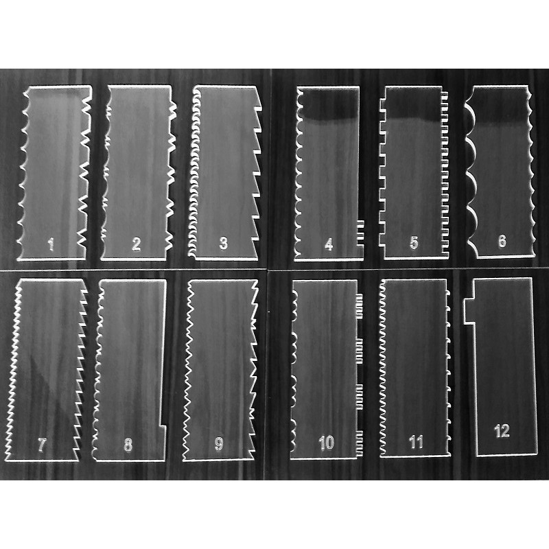 Kit 12 Espátulas Para Bolo Em Acrílico Alisadoras Modeladora Para Confeiteiro