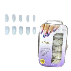 Kit Com 100 Unhas Postiças Nails Oval Natural Estojo BJ-0048