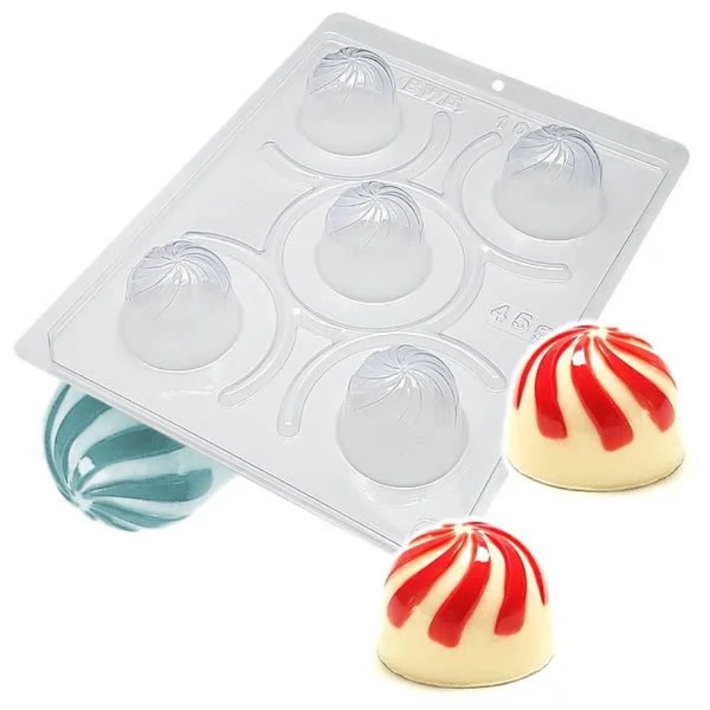 1018 - Forma De Acetato Com Silicone 3 Partes Trufa Hélice - BWB